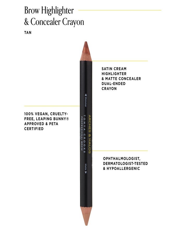 Arches & Halos Brow Highlighting and Concealer Crayon - Tan - Shaping and Shimmer Eyebrow Stick and Highlighter Duo - Soft, Ultra Creamy Formula - Define, and Sculpt for Sharp Brows - 0.176 oz - Image 2